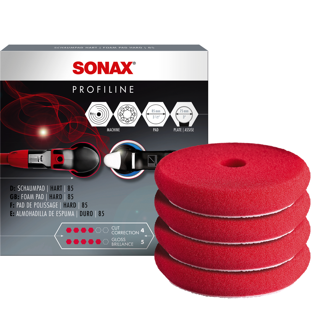 SONAX Profiline Foam Polerskive Rød 75m